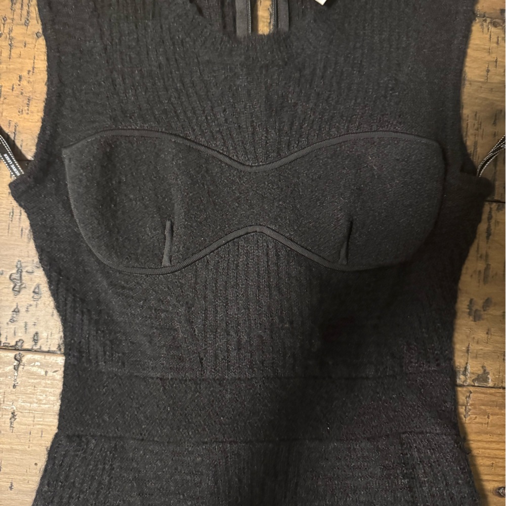 Hervé Leger black sheer wool dress